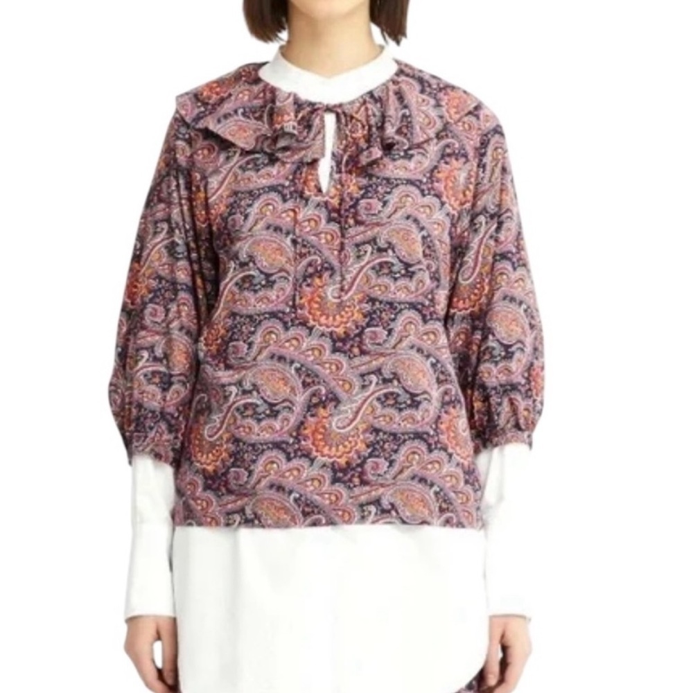 JW Anderson x Uniqlo paisley print ruffle neck blouse size M excellent condition